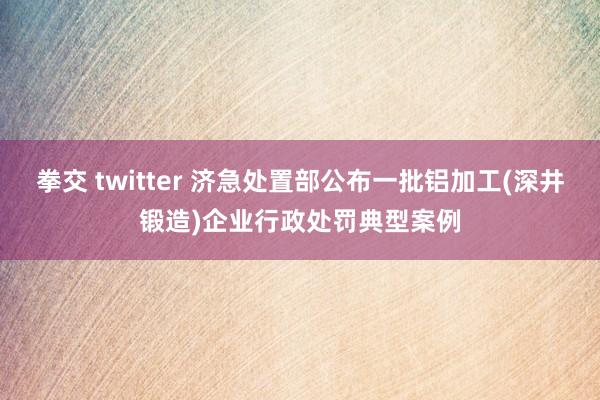 拳交 twitter 济急处置部公布一批铝加工(深井锻造)企业行政处罚典型案例