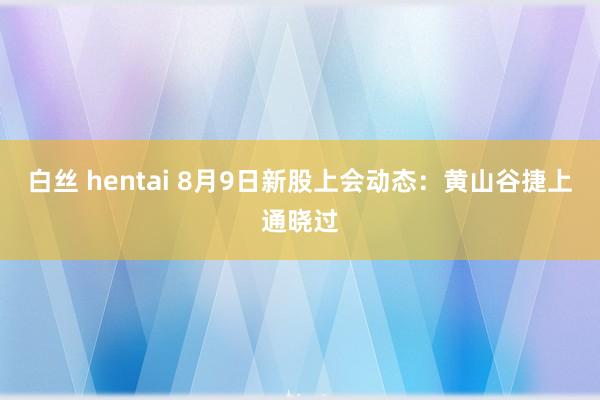 白丝 hentai 8月9日新股上会动态：黄山谷捷上通晓过