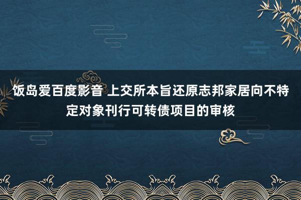 饭岛爱百度影音 上交所本旨还原志邦家居向不特定对象刊行可转债项目的审核