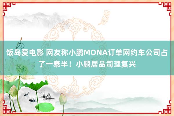 饭岛爱电影 网友称小鹏MONA订单网约车公司占了一泰半！小鹏居品司理复兴