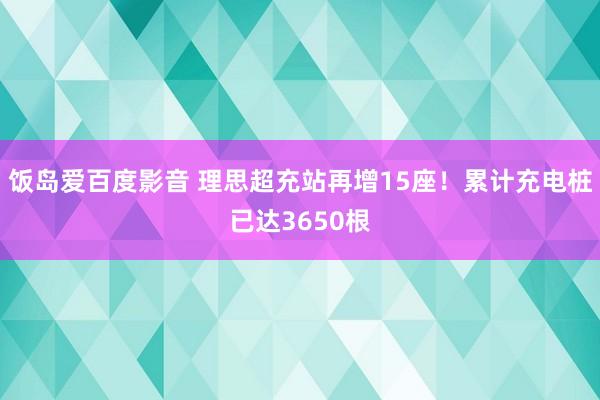 饭岛爱百度影音 理思超充站再增15座！累计充电桩已达3650根