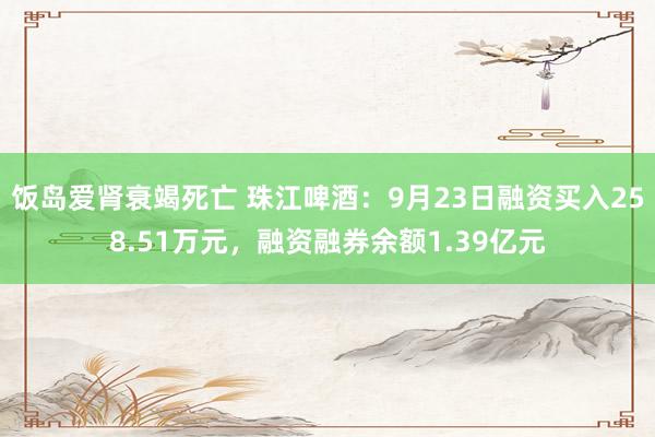 饭岛爱肾衰竭死亡 珠江啤酒：9月23日融资买入258.51万元，融资融券余额1.39亿元