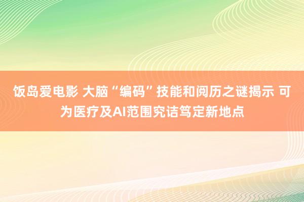 饭岛爱电影 大脑“编码”技能和阅历之谜揭示 可为医疗及AI范围究诘笃定新地点