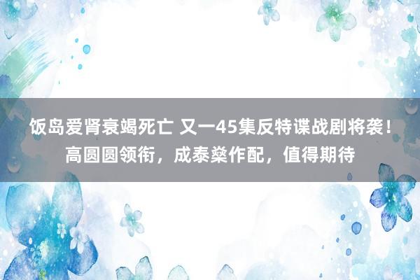 饭岛爱肾衰竭死亡 又一45集反特谍战剧将袭！高圆圆领衔，成泰燊作配，值得期待