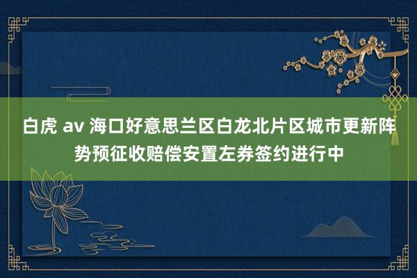 白虎 av 海口好意思兰区白龙北片区城市更新阵势预征收赔偿安置左券签约进行中