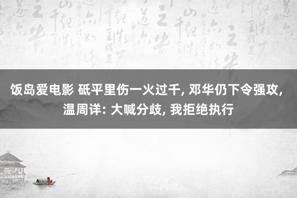 饭岛爱电影 砥平里伤一火过千， 邓华仍下令强攻， 温周详: 大喊分歧， 我拒绝执行