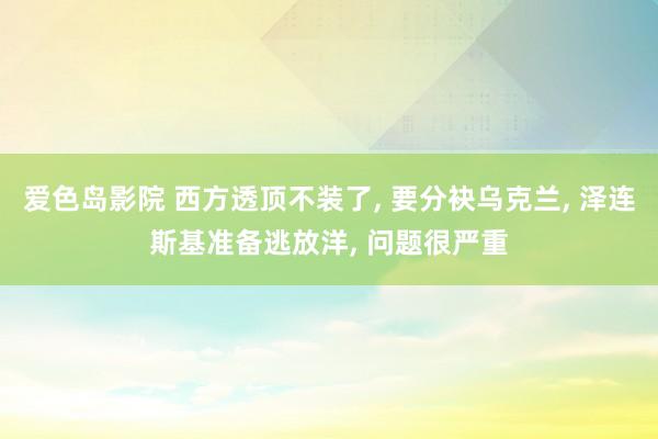 爱色岛影院 西方透顶不装了， 要分袂乌克兰， 泽连斯基准备逃放洋， 问题很严重