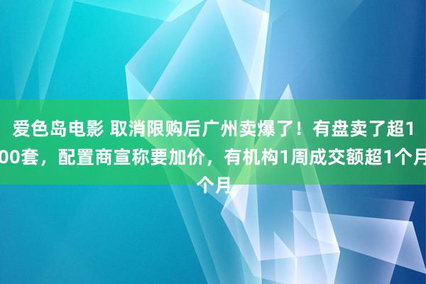 爱色岛电影 取消限购后广州卖爆了！有盘卖了超100套，配置商宣称要加价，有机构1周成交额超1个月