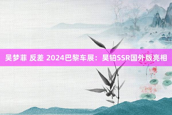 吴梦菲 反差 2024巴黎车展：昊铂SSR国外版亮相