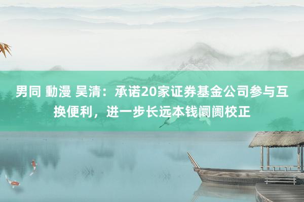 男同 動漫 吴清：承诺20家证券基金公司参与互换便利，进一步长远本钱阛阓校正