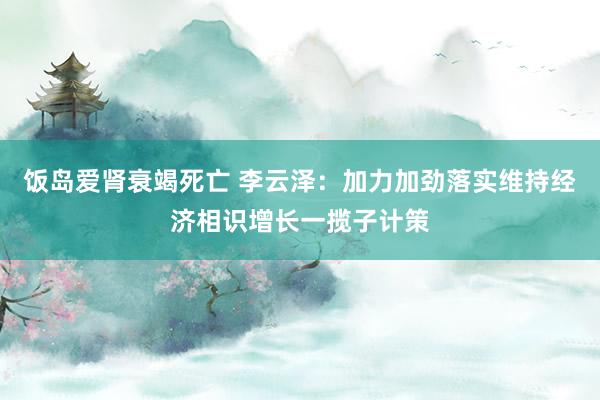 饭岛爱肾衰竭死亡 李云泽：加力加劲落实维持经济相识增长一揽子计策