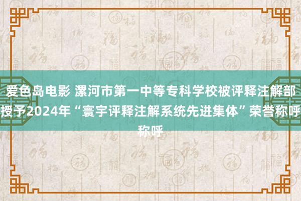 爱色岛电影 漯河市第一中等专科学校被评释注解部授予2024年“寰宇评释注解系统先进集体”荣誉称呼