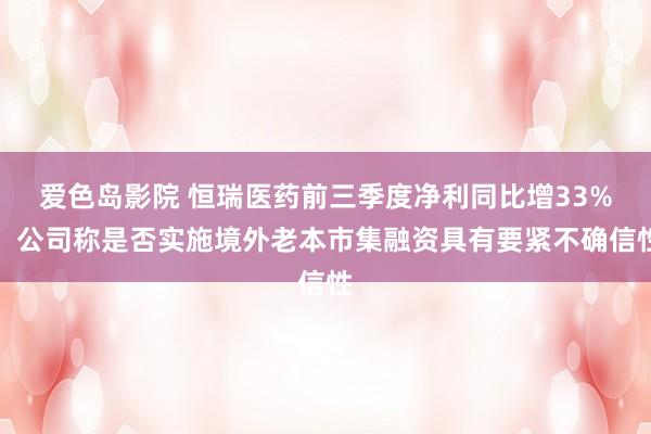 爱色岛影院 恒瑞医药前三季度净利同比增33%，公司称是否实施境外老本市集融资具有要紧不确信性