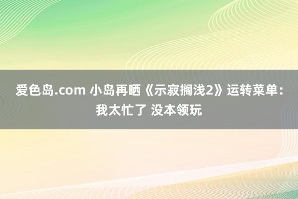 爱色岛.com 小岛再晒《示寂搁浅2》运转菜单：我太忙了 没本领玩