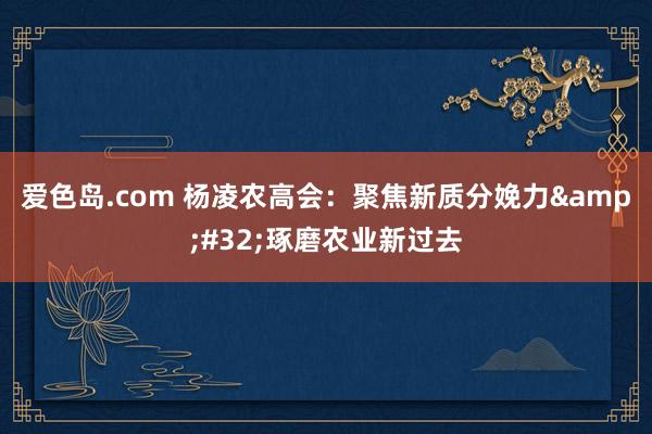 爱色岛.com 杨凌农高会：聚焦新质分娩力&#32;琢磨农业新过去