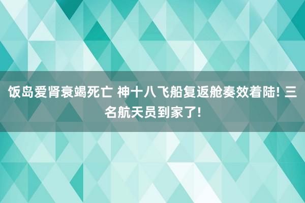 饭岛爱肾衰竭死亡 神十八飞船复返舱奏效着陆! 三名航天员到家了!