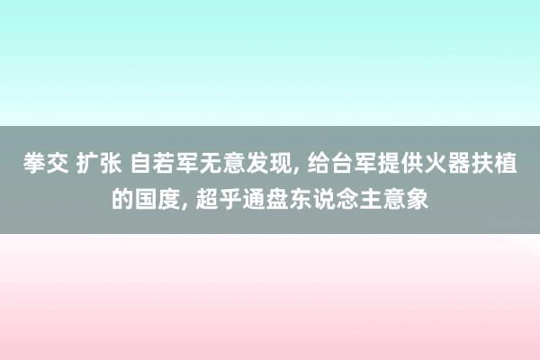 拳交 扩张 自若军无意发现， 给台军提供火器扶植的国度， 超乎通盘东说念主意象