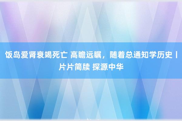 饭岛爱肾衰竭死亡 高瞻远瞩，随着总通知学历史丨片片简牍 探源中华