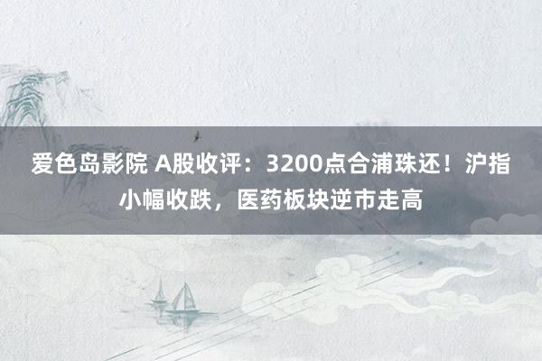 爱色岛影院 A股收评：3200点合浦珠还！沪指小幅收跌，医药板块逆市走高