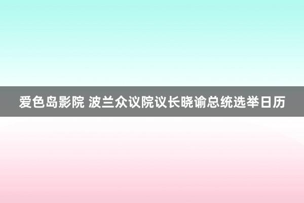 爱色岛影院 波兰众议院议长晓谕总统选举日历