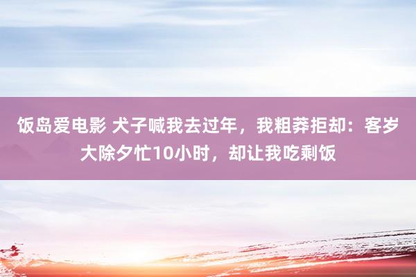 饭岛爱电影 犬子喊我去过年，我粗莽拒却：客岁大除夕忙10小时，却让我吃剩饭