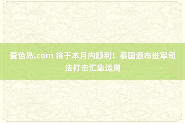 爱色岛.com 将于本月内顺利！泰国颁布进军司法打击汇集运用