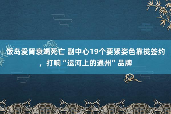 饭岛爱肾衰竭死亡 副中心19个要紧姿色靠拢签约，打响“运河上的通州”品牌